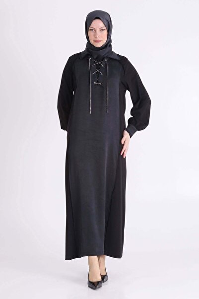 ottoman wear Behrem Büyük Beden Tesettür Elbise Siyah OTW75014
