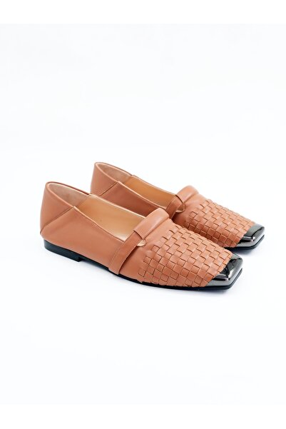 Tenau Women's Genuine Leather Ballerinas Tan