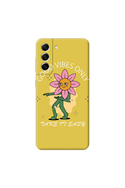 Other Samsung S21 FE Good Vibes Only Yellow Colored Silicone TPU Θήκη