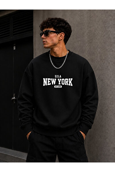 caddekombin Unisex New York Est. 1986 Printed Crew Neck Sweatshirt