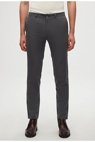 Damat Slim Fit Gri Düz Chino Pantolon