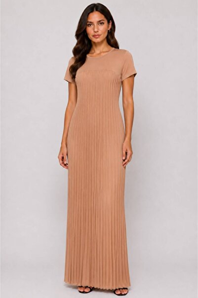 Gold Vitray Rochie Damă Lungă Plisată Elegantă