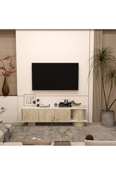 klubeconcept Klube Concept Velora TV Ünitesi %100 MDF 180 cm Mermer Desenli B...
