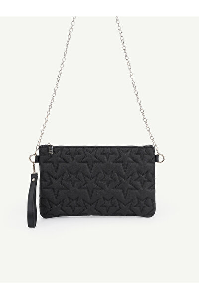 Rivina Women's Star Embroidered Portfolio Handbag with Wrist Strap and Satin ...