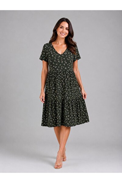 SENTEX V-Neck Ruffled Women's Dress