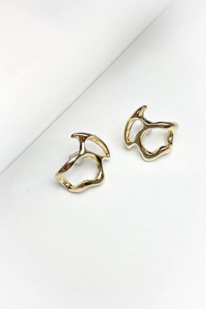 roshel Organic Shaped Gold Color Earrings