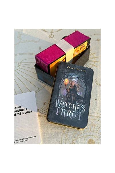 Galaksi Dükkanı Witches Tarot Destesi /Metal Kutulu, Kenarları Yaldızlı Kartl...