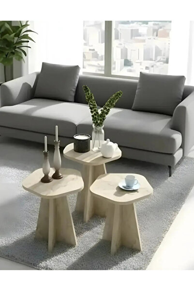 TreeAndTech Sardunya 3'lü Zigon Sehpa Seti