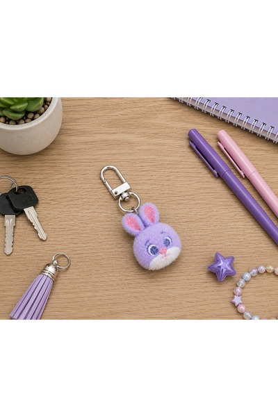 HER ŞEY NOTA www.herseynota.com Cute Purple Rabbit Charm Keychain Plush Figur...