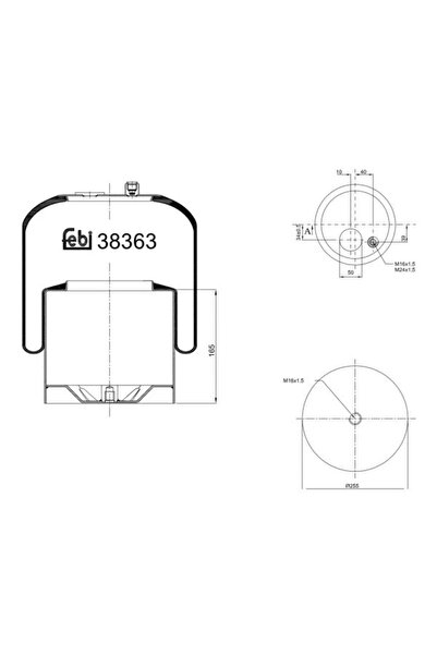FEBI BILSTEIN Perna de Aer Spate (diametru: 180/255mm ) Mercedes Atego Atego ...