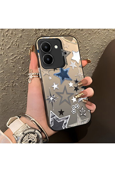 SLIMFELT Vivo Y36 4G/5G Uyumlu Sade Yıldız Baskılı Kılıf, İnce Yumuşak Siliko...