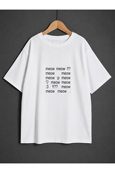 ZİYMO Women's Y2K Meow Meow Written Oversized T-Shirt