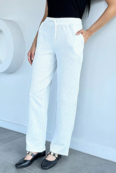 Aryena Gray Women's Waterway Patterned Elastic Waist Trousers