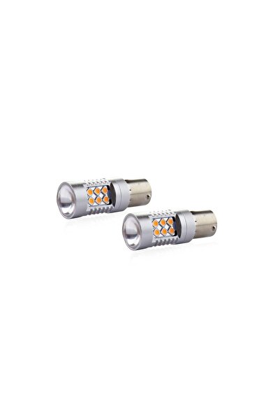 OEM Set becuri auto cu LED CANBUS compatibil P21W BA15S 24 SMD 6.2W Orange 12...