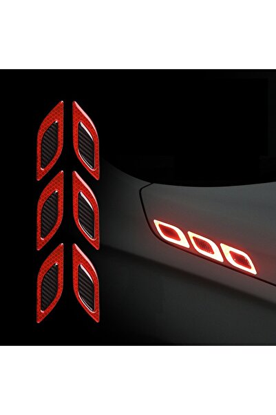 OEM Set of 2 DIAMOND reflective stickers with 5D Carbon insert, Red color