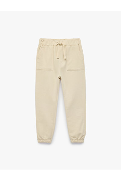 Koton Cotton Shirred Jogger Sweatpants with Pockets and Tie Waist