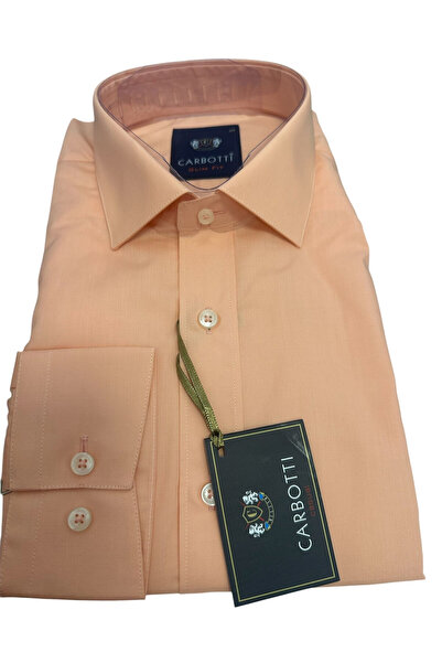 OEM Camasa barbati piersica pudra, maneca lunga, slim fit, bumbac-poliester, ...