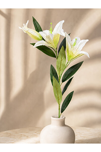PINALE ART Tek Dal Gerçek Dokulu Lilyum Yapay Bitki , Yapay Çiçek 88 cm