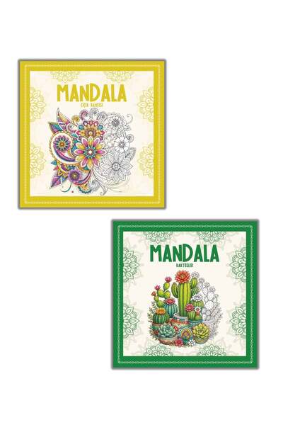 dokuzyayinlari Mandala Coloring Book Set of 2 - Flower Garden and Cacti Themed