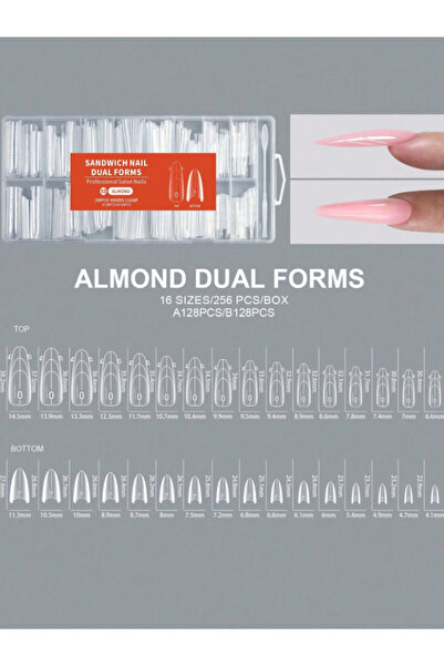 Misyul Protez Tırnak Sandwich Dual Form Tips 256 Adet Şeffaf Dual Form Kalıp ...