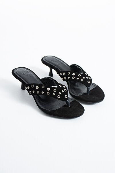DUXAL SHOES Madison Women's Genuine Leather Studded Detailed Flip-Flop Heeled...