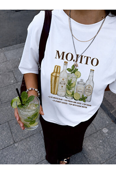 RF Studio Mojito Cocktail Printed 100% Cotton Unisex Oversize T-Shirt