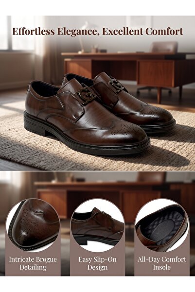 SAUDI STEPS 100% Top-Grain Cow Leather Mens Brogue Dress Shoes, Humanized Erg...