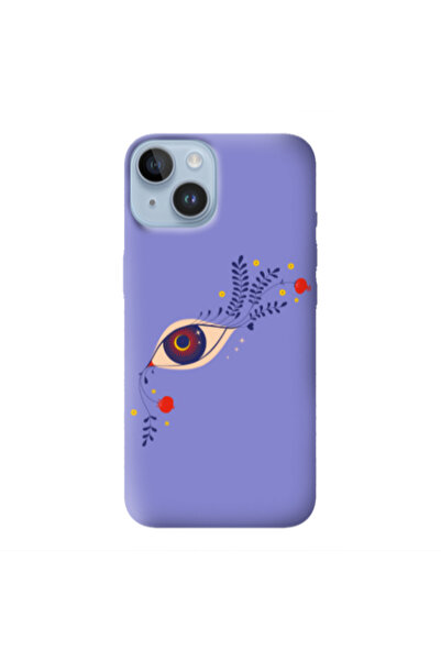Other Apple iPhone 14 Flower eye Purple Colored Silicone TPU Θήκη