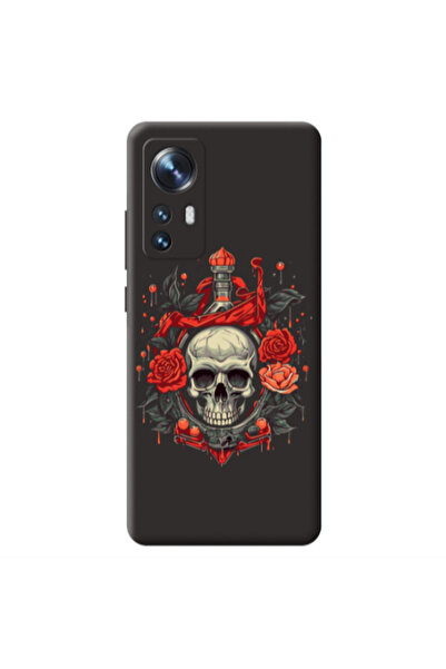 Other Xiaomi Mi 12 Flower head Black Colored Silicone TPU Θήκη
