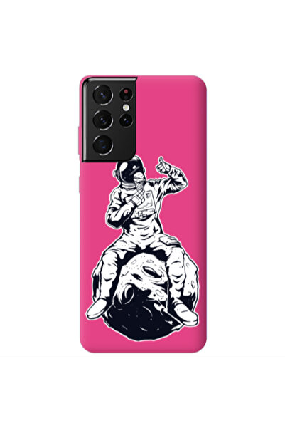Other Samsung S21 Ultra ice cream in space Fuchsia Colored Silicone TPU Θήκη