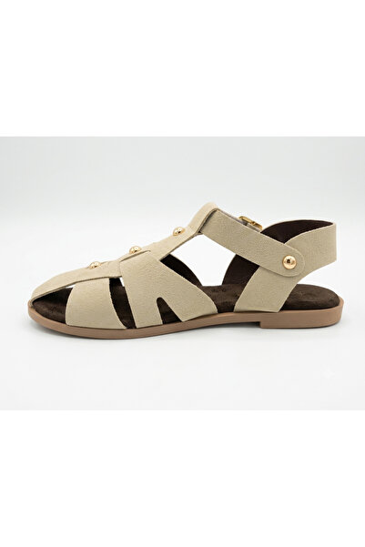 WEBORN Women's Brown Suede Cage Soft Sole Sandals with Buckle Detail