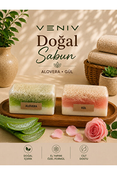 TR Aloe Vera & Rose Natural Pumpkin Fiber Soap Set – Handmade Special Formula