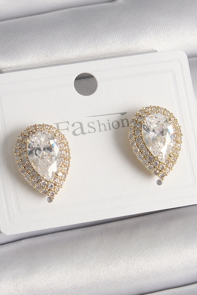 ARMÜZ Brass Gold Color Zircon Stone Drop Model Women's Earrings