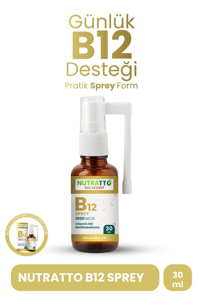 nutratto B12 Sprey Vitamin B12 1000 mcg Metilkobalamin Takviye Edici Gıda 30 ml