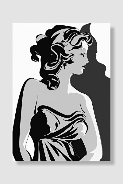 Luna Marissa Poster minimalist pentru femei cu păr ondulat Portret clasic Neg...