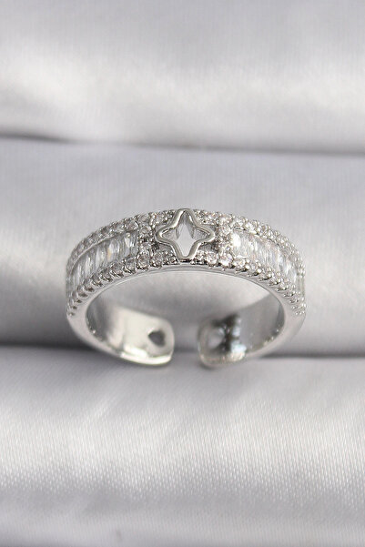 ARMÜZ Brass silver color zircon stone star processing vip series women's ring