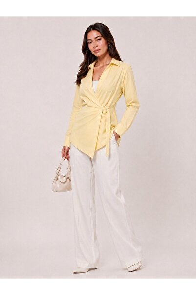 EMMAS CLOTHİNG Women's Double-Breasted Tie-Down Poplin Shirt