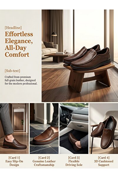SAUDI STEPS Men 100% Top-Grain Leather Slip-On Loafers, Ergonomic Arch Suppor...