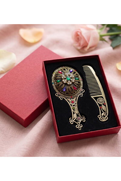 vegahediye v vega Vintage Taş İşlemeli El Aynası Ve Tarak Seti - Özel Kutulu ...
