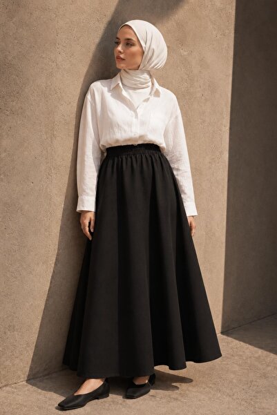 AFVENTE Viona Pocketed Flared Skirt Black