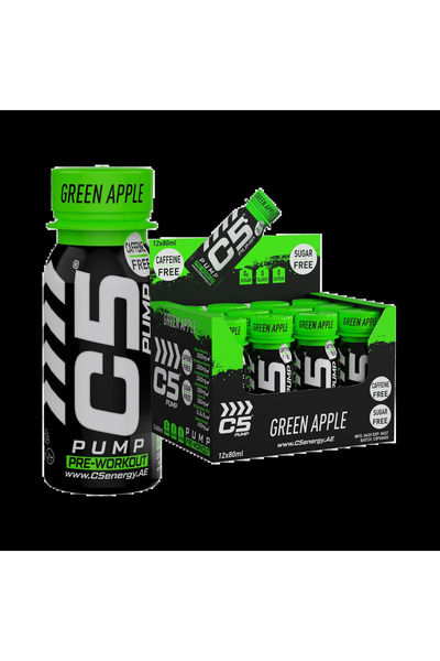 C5 مكمل ما قبل التمرين PUMP Shot، خالٍ من الكافيين (عبوة من 12 قطعة، بنكهة ال...