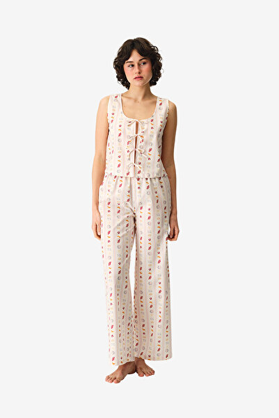 Penti Women Morning Time Printed Sleeveless Trousers Multicolour Set