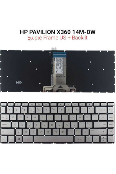 HP Πληκτρολόγιο φορητού υπολογιστή για Pavilion 14-bf με οπίσθιο φωτισμό και ...