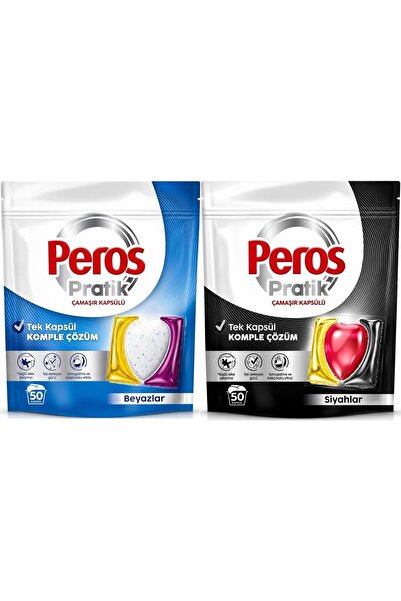Peros Pratik Matik Çamaşır Deterjanı Kapsülü - Tableti 100 Adet Beyazlar - Si...