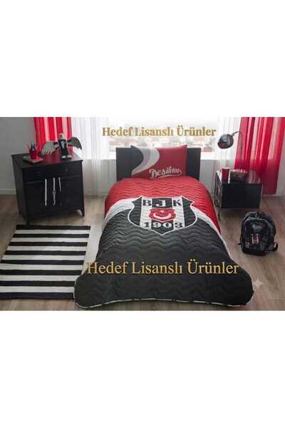 Taç Lisanslı Beşiktaş BJK Logo Yatak Örtüsü Seti Tek Kişilik