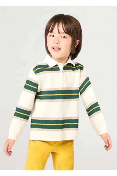MAYORAL Boy's Polo Collar Striped Long Sleeve Sweatshirt 2-10 Years Green