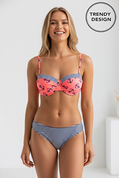 Trendy Design Costum de Baie Damă din Două Piese, Model Cupe Balconette și Im...