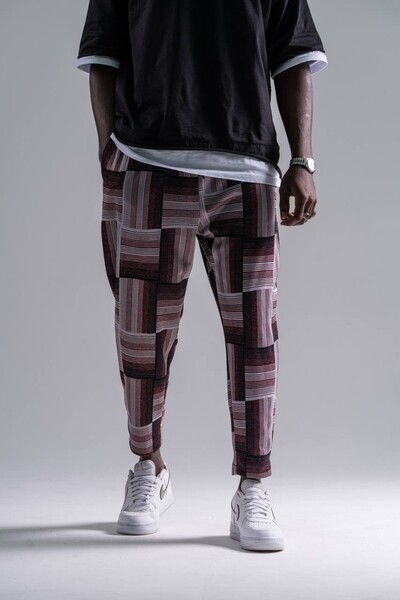 FıttingRoom Plaid Baggy Trousers with Elastic Waist