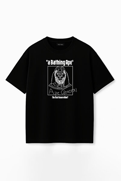 THE RULE Unisex Bathing Ape General Printed Oversize 100% Cotton Wide Cut Tex...