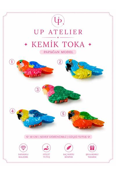 Up Atelier Colorful Parrot Model Bone Hairpins 10cm Number 5